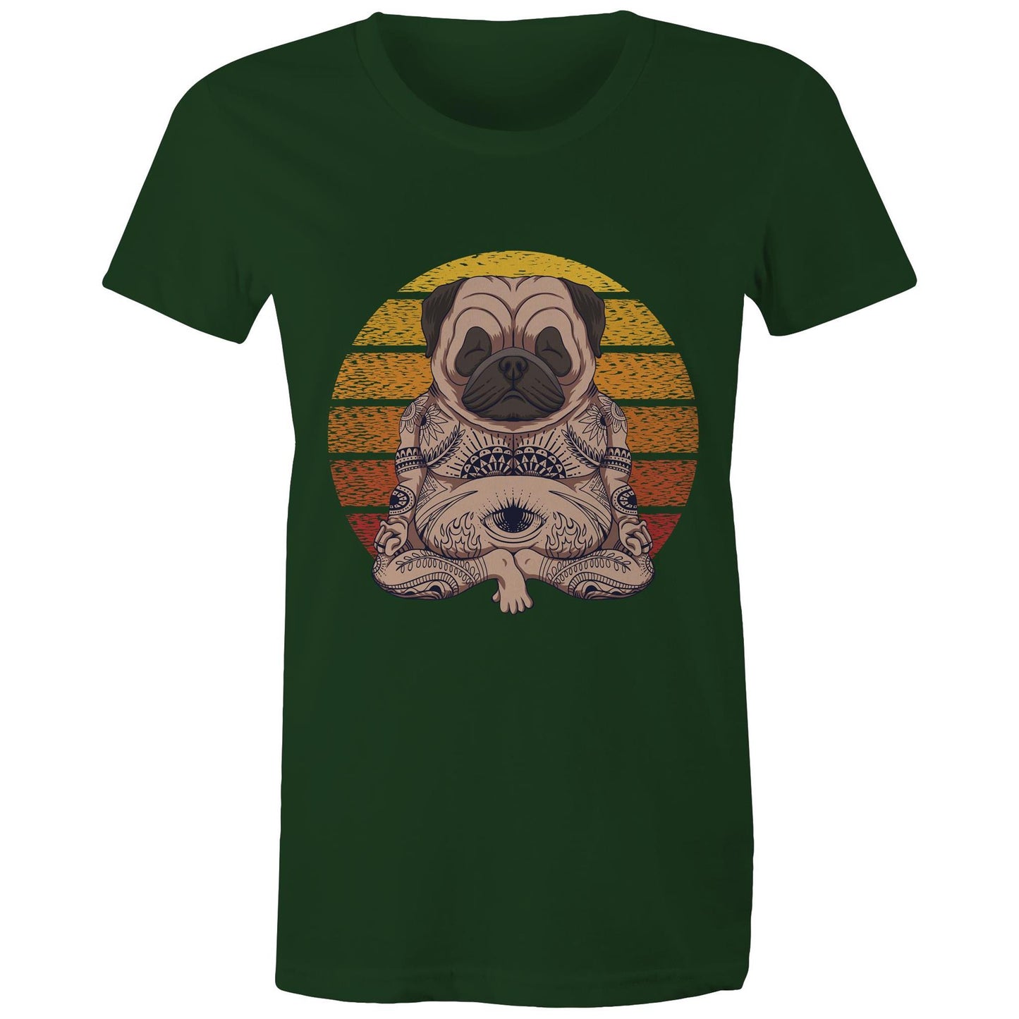 Women's Earthfolk Printed T shirt - Yoga Pug