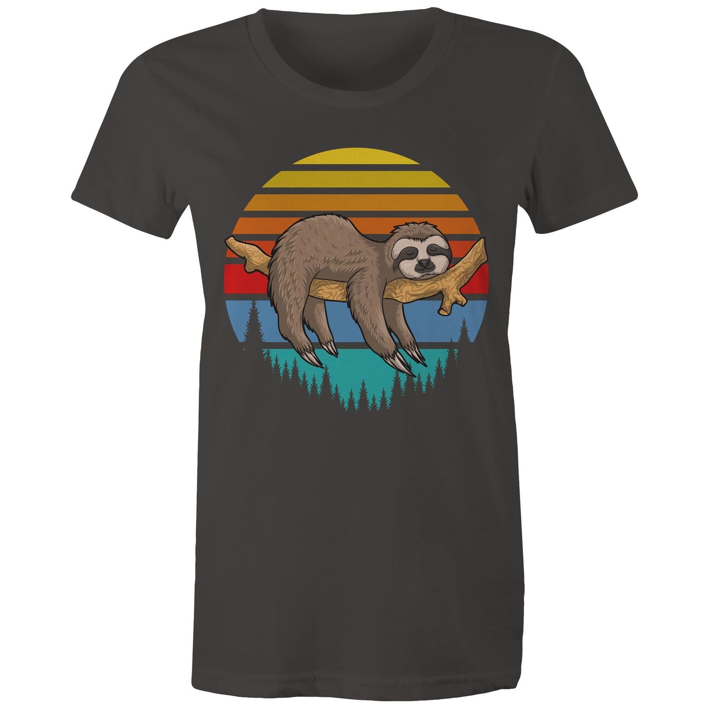 Women's Earthfolk Printed T shirt - Sleepy Sloth - The Crescent Moon