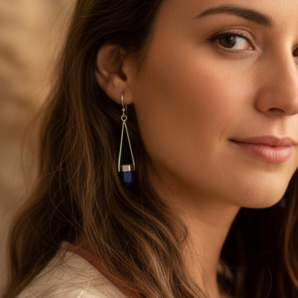 Sterling Silver Earrings with Lapis Lazuli