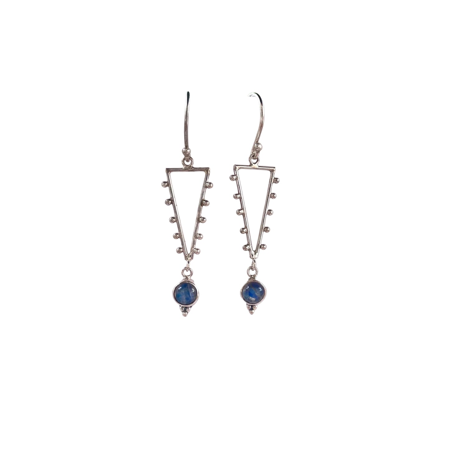 Silver earrings with rainbow moonstone
