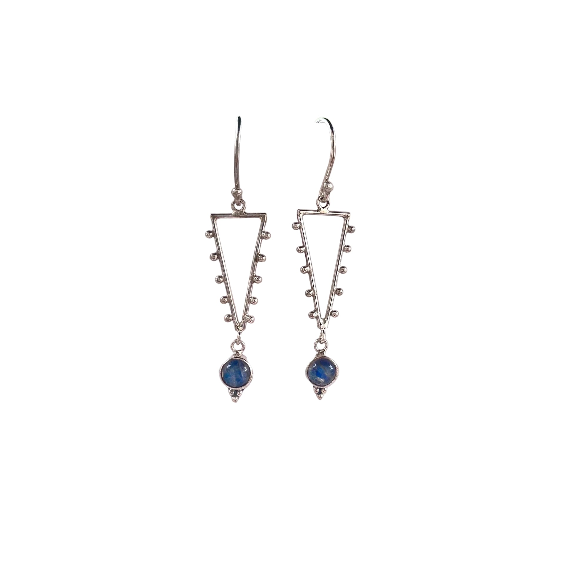Silver earrings with rainbow moonstone
