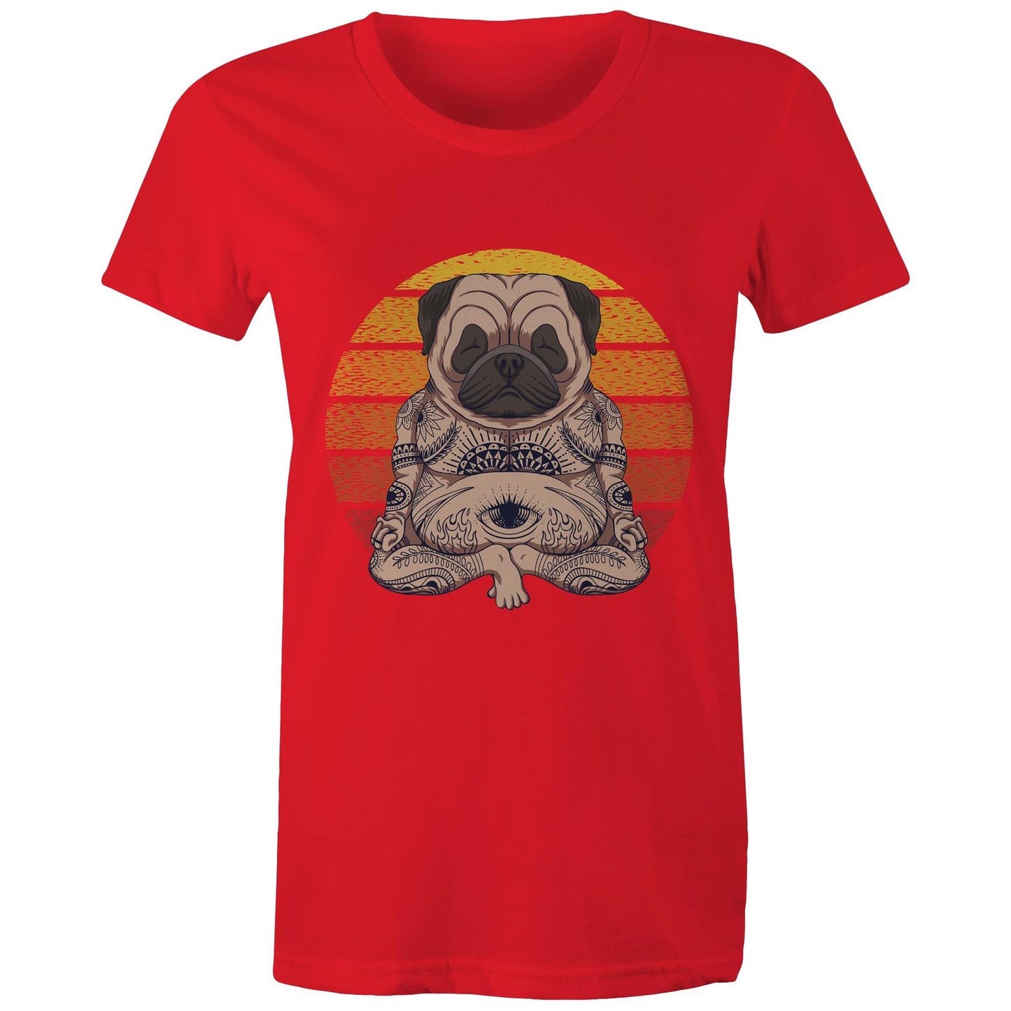 Women's Earthfolk Printed T shirt - Yoga Pug