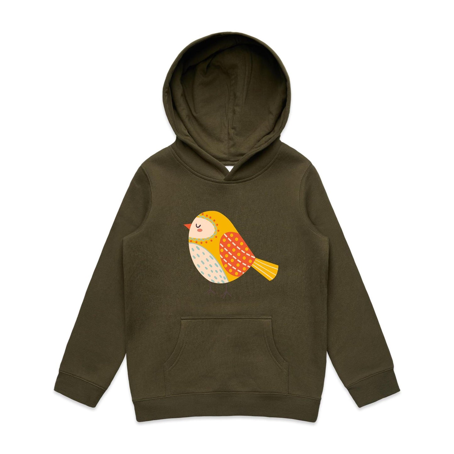 Kids Earthfolk Hoodie - Spotted Birdy Orange - The Crescent Moon