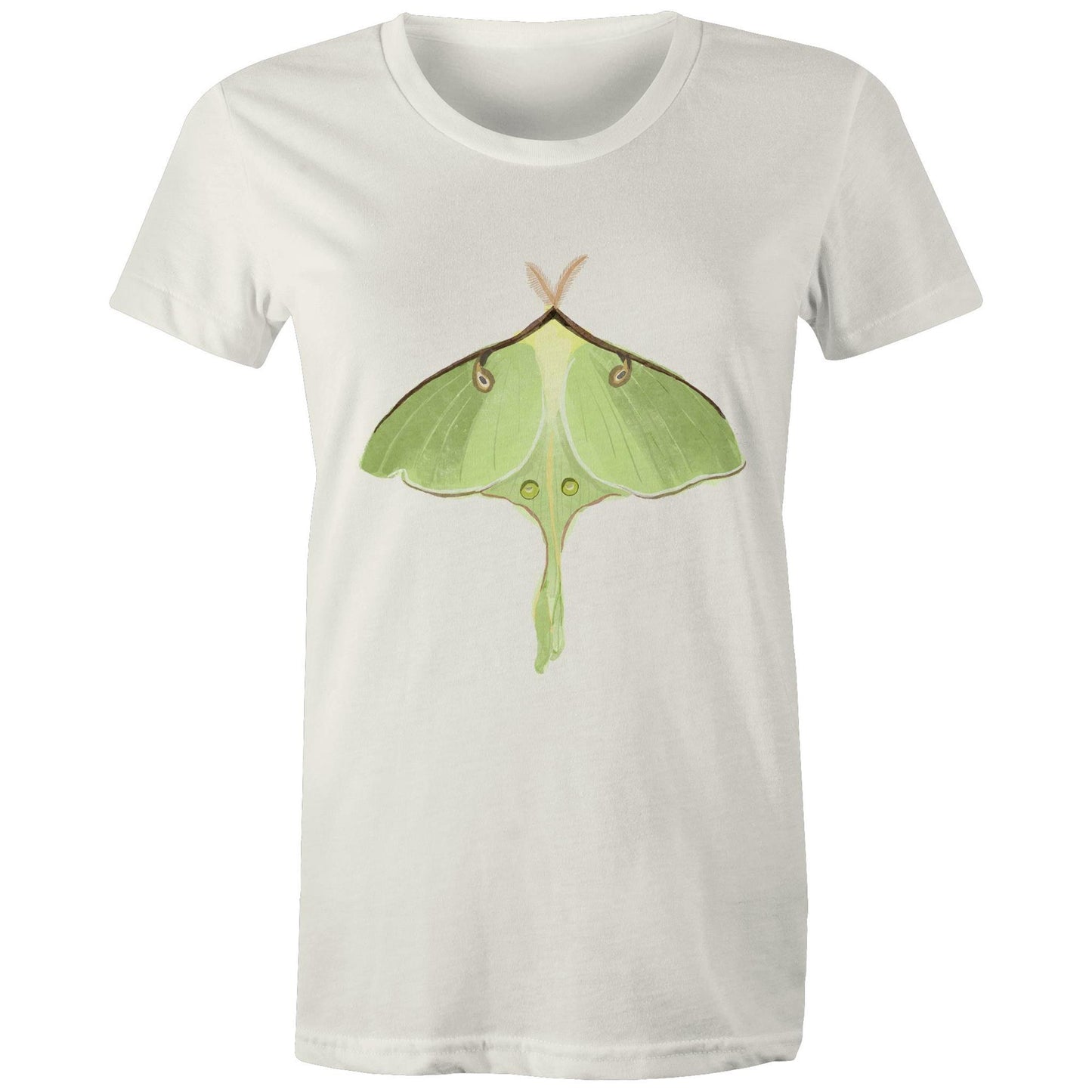 Earthfolk Printed T shirt - Women's Relaxed Fit - Luna Moth - The Crescent Moon