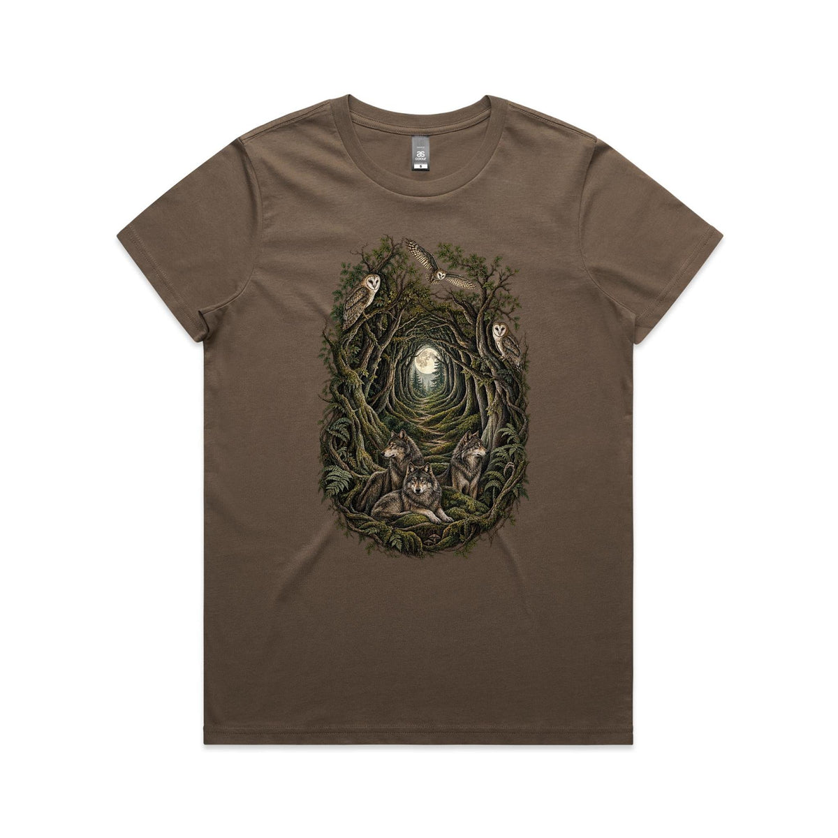 Women's Owl and Wolf Woodland Graphic T-shirt
