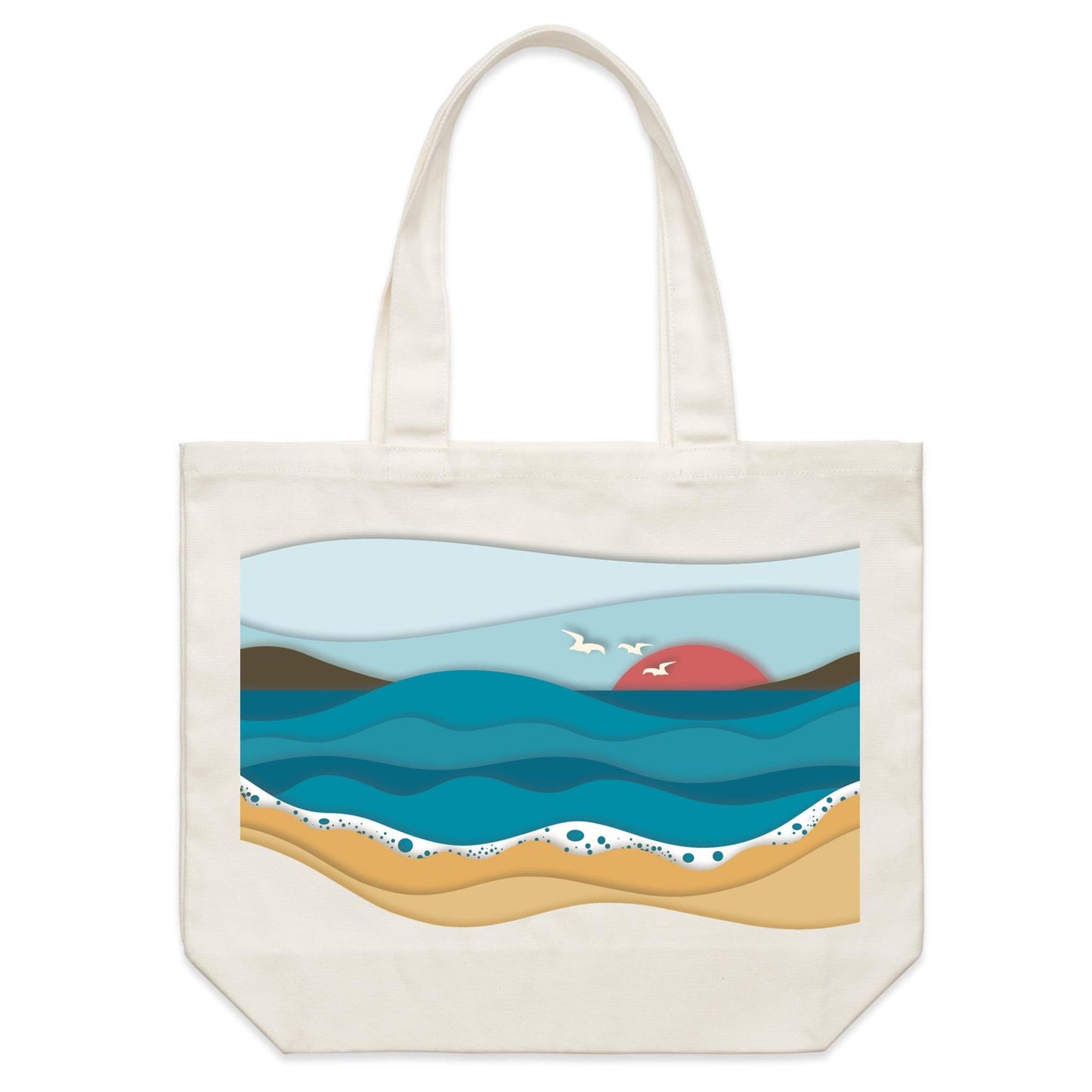 Earthfolk Canvas Tote Bag - Beach Scene - The Crescent Moon