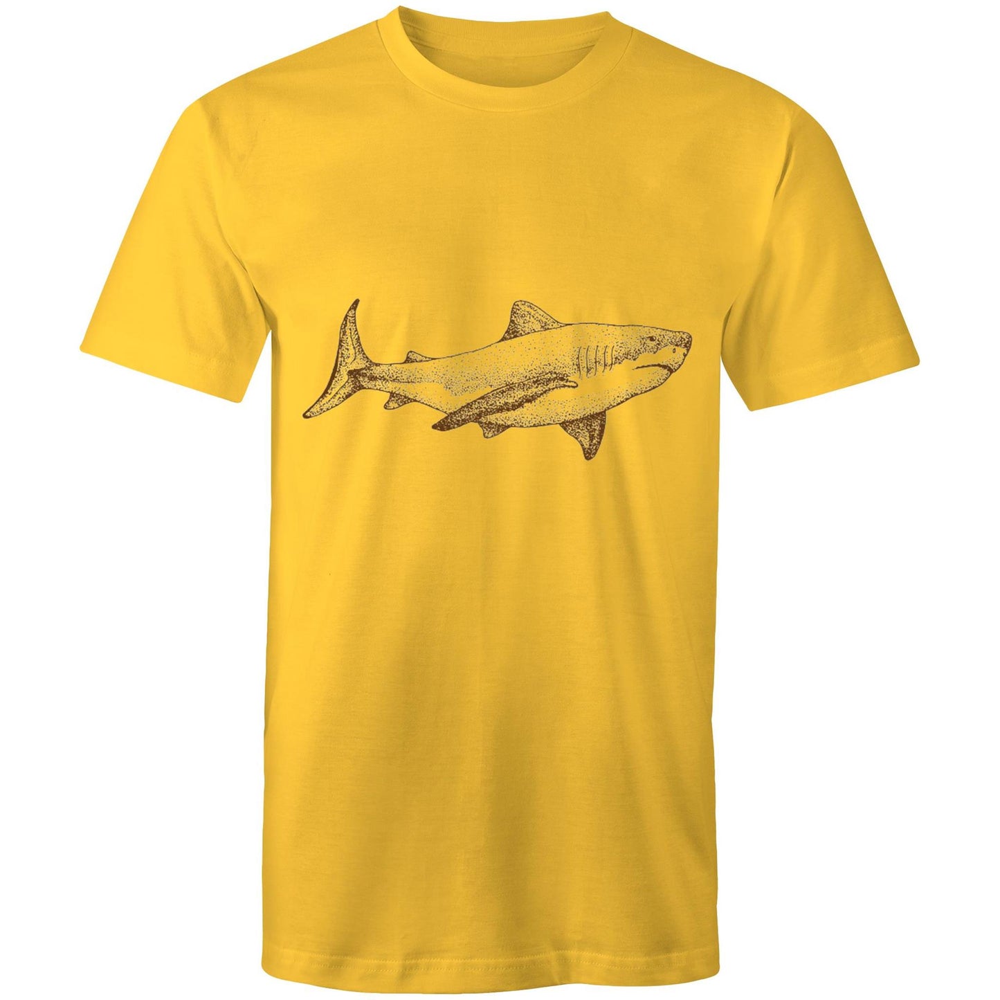 Earthfolk Printed T shirt - Mens Relaxed Fit - Sepia Shark - The Crescent Moon