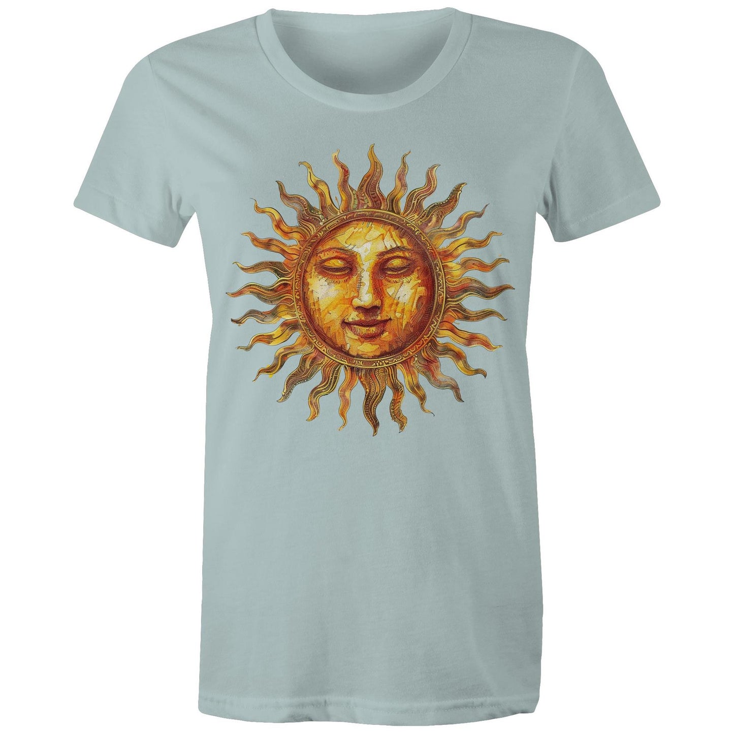 Earthfolk Printed T shirt - Women's Relaxed Fit - Majestic Sun - The Crescent Moon