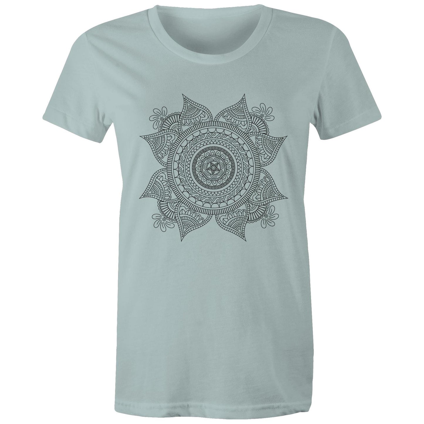 Women's Earthfolk T shirt - Mandala Mono - The Crescent Moon