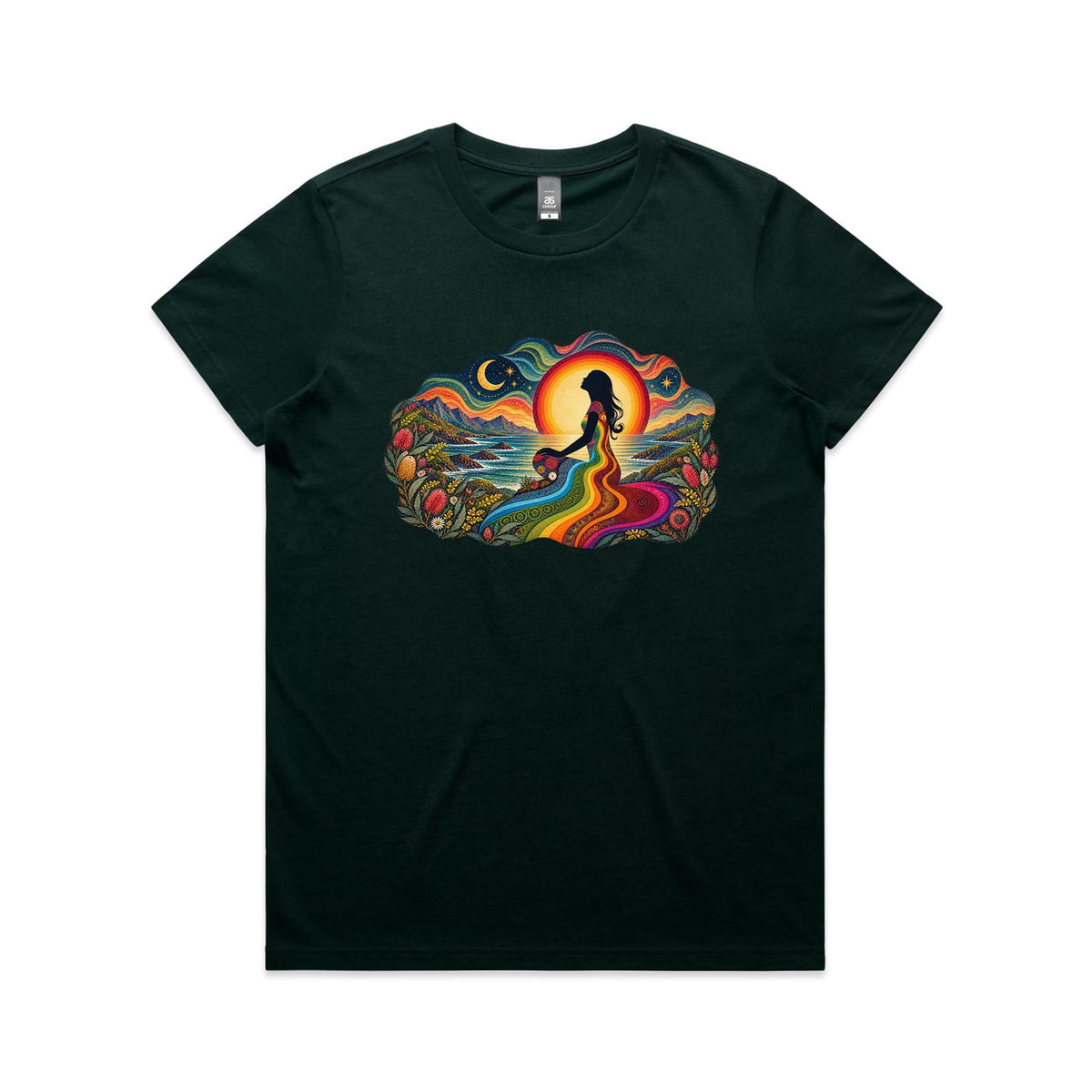 Womens Earthfolk Retro Rainbow Spirit T-shirt - Earthfolk Nature Tees