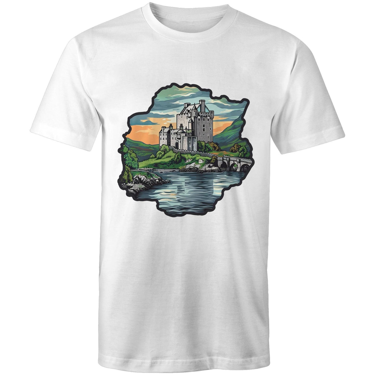 Men's Earthfolk T shirt - Medieval Castle - The Crescent Moon