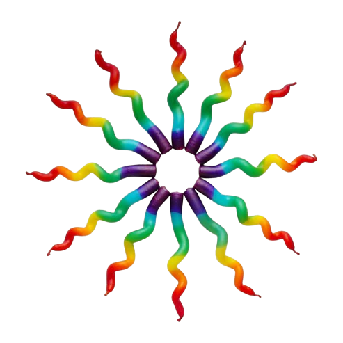 Rainbow Chakra Dinner Candles Curly Pk 2