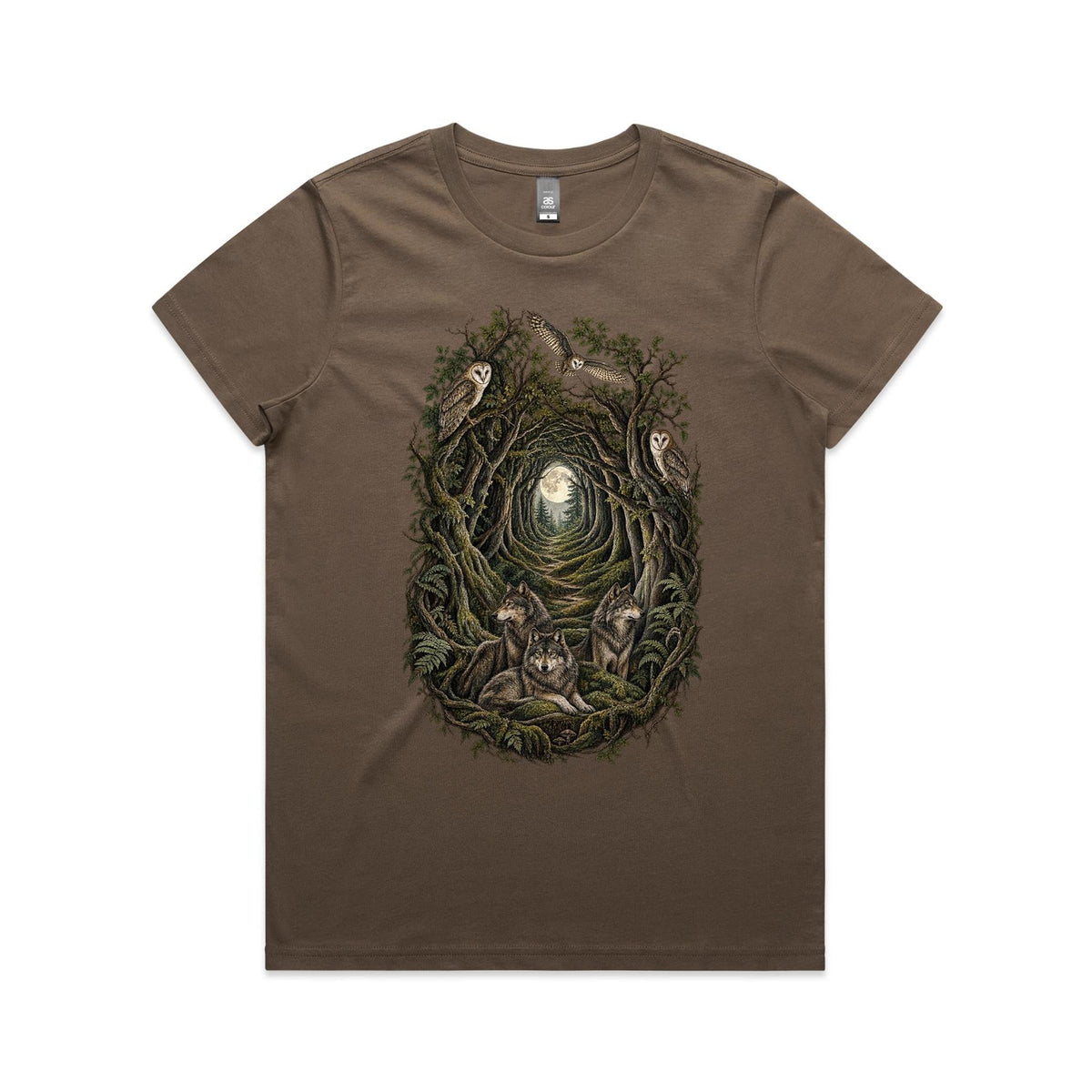 Women's Owl and Wolf Woodland Graphic T-shirt
