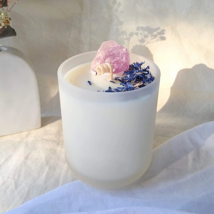 Amethyst Crystal Candle - Meditation and Balance - The Crescent Moon