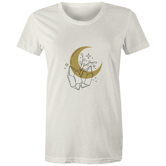 Women's Organic Earthfolk T shirt - Crystal Moon - The Crescent Moon