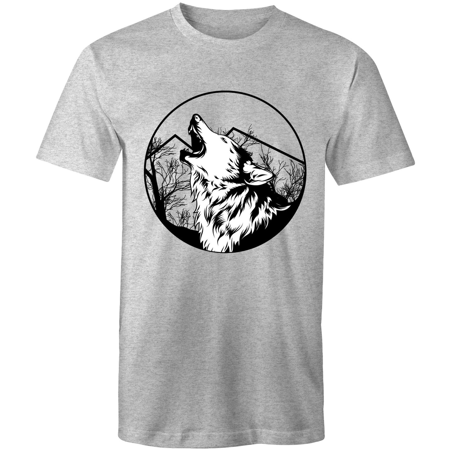 Men's Earthfolk Printed T shirt - Howling Wolf - The Crescent Moon