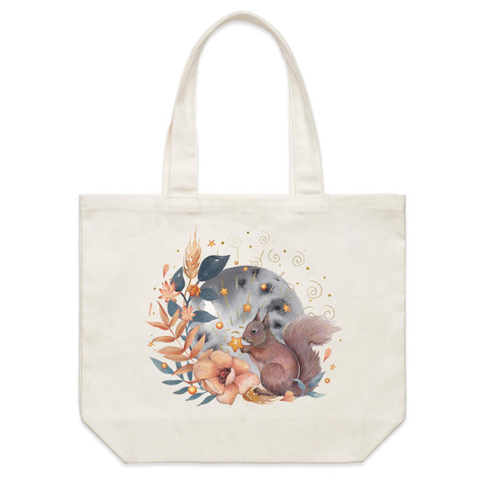 Earthfolk Canvas Tote Bag - Water Squirrel - The Crescent Moon