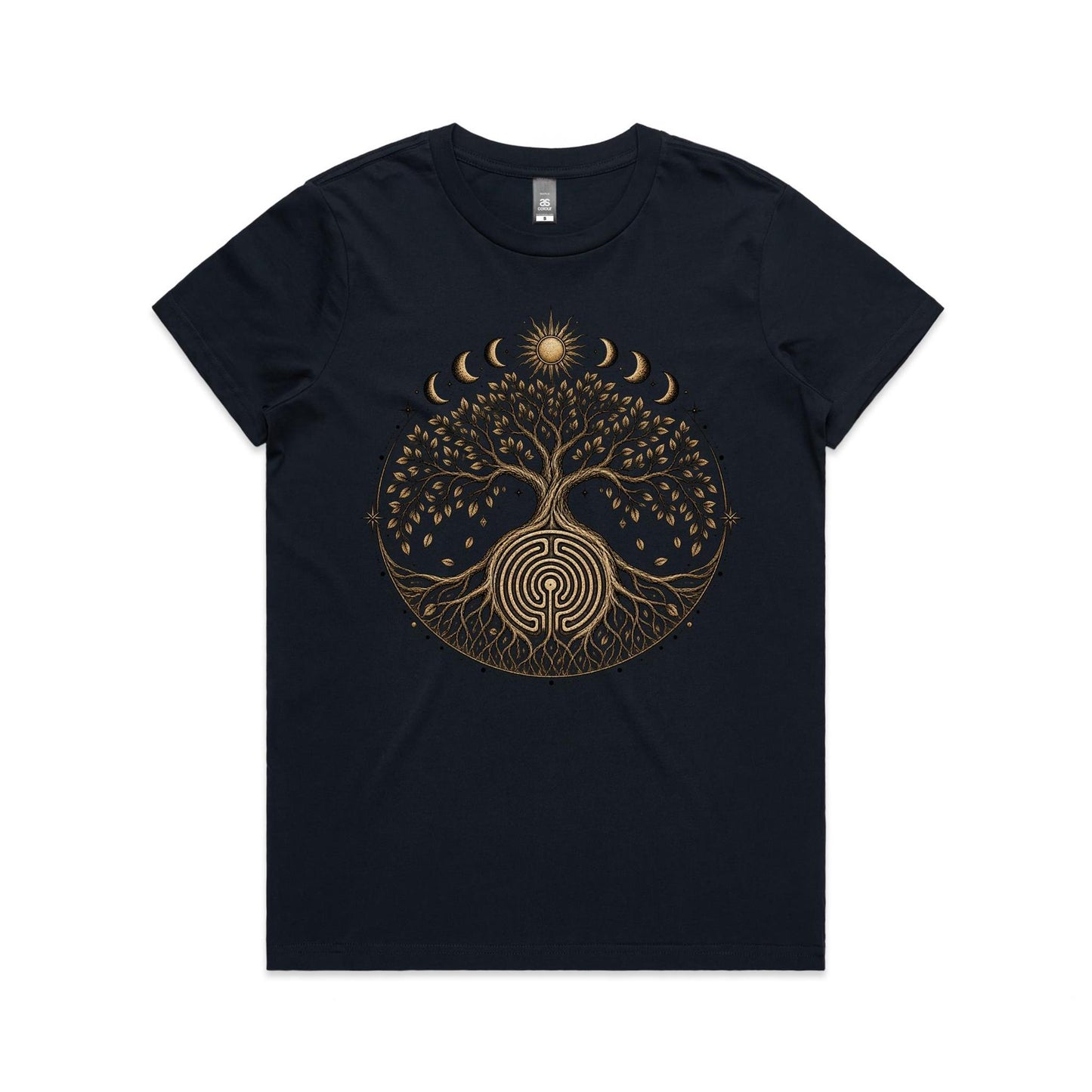 Women's Earthfolk Tree of Life Labyrinth Graphic T-Shirt