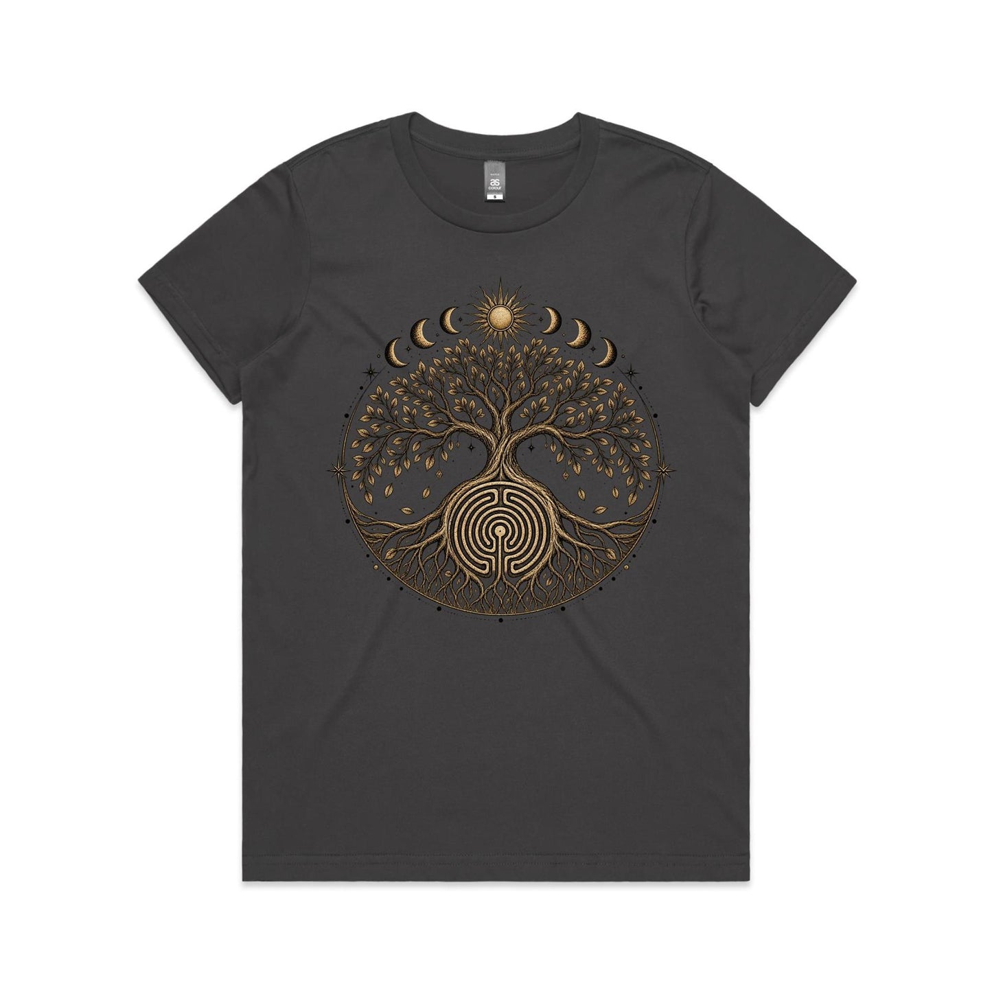 Women's Earthfolk Tree of Life Labyrinth Graphic T-Shirt