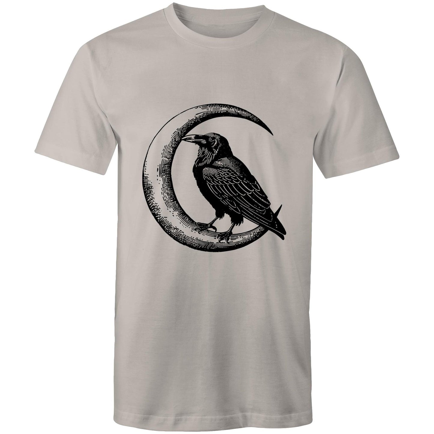 Men's Earthfolk Printed T shirt - Crow and Moon - The Crescent Moon