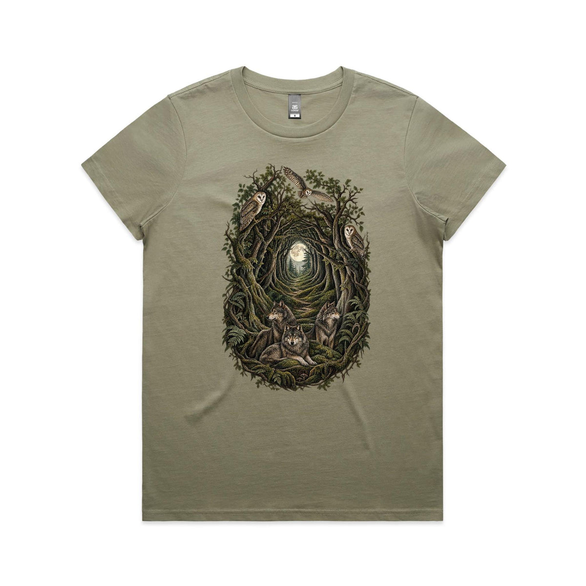 Women's Owl and Wolf Woodland Graphic T-shirt