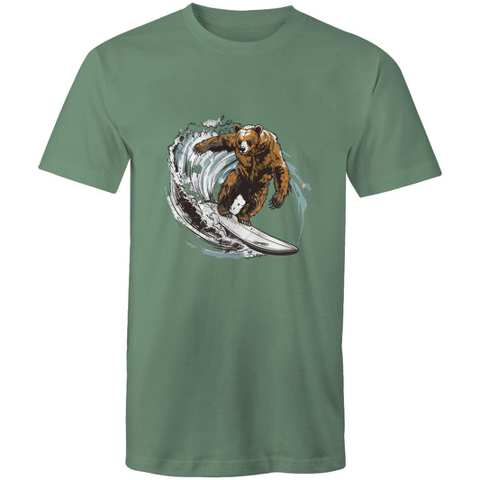 Men's Earthfolk T shirt - Grizzly Surfer - The Crescent Moon