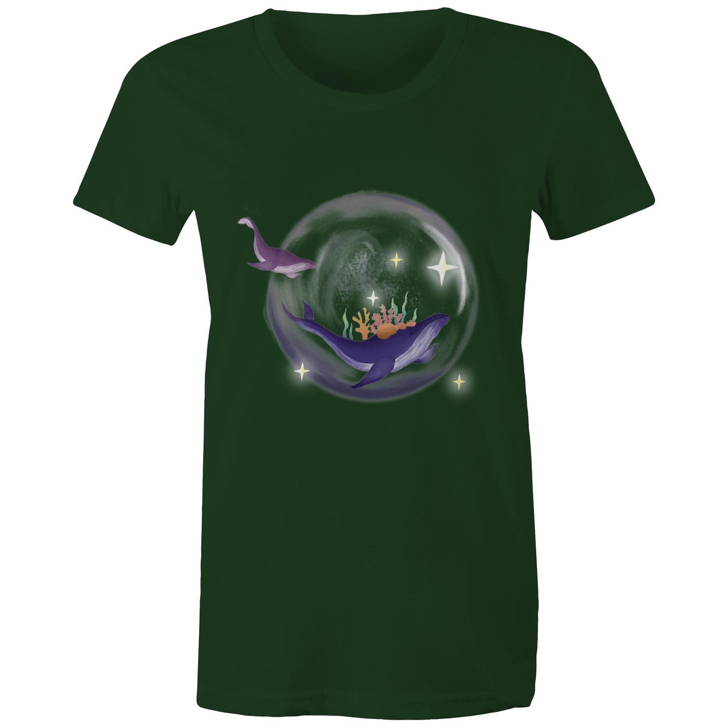 Women's T-shirt by Earthfolk - Crystal Ball Whale - The Crescent Moon