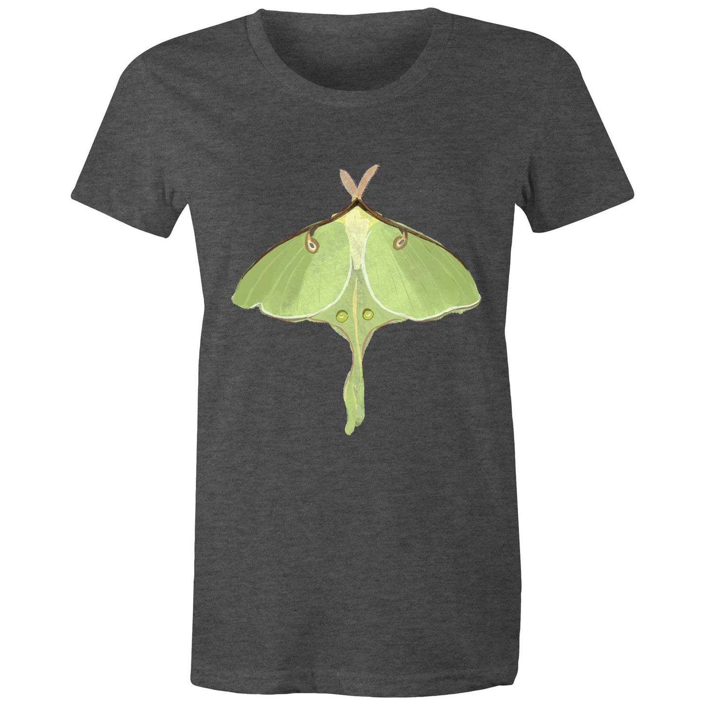 Earthfolk Printed T shirt - Women's Relaxed Fit - Luna Moth - The Crescent Moon