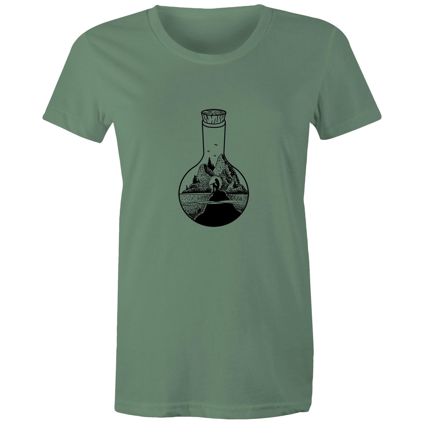 Women's Earthfolk t shirt - Mermaid in a bottle - The Crescent Moon