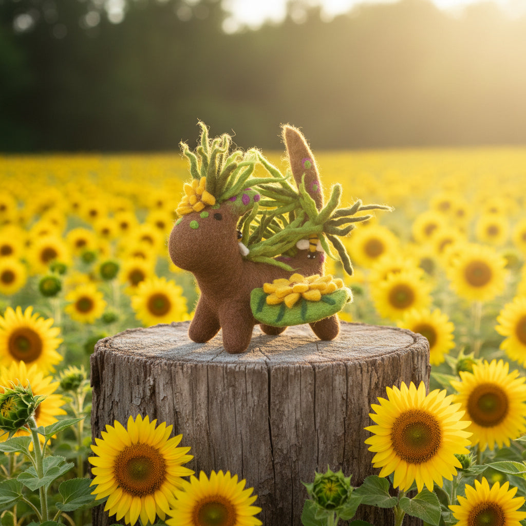 Sunflower felt Dragon - Felt Fairy Houses Australia