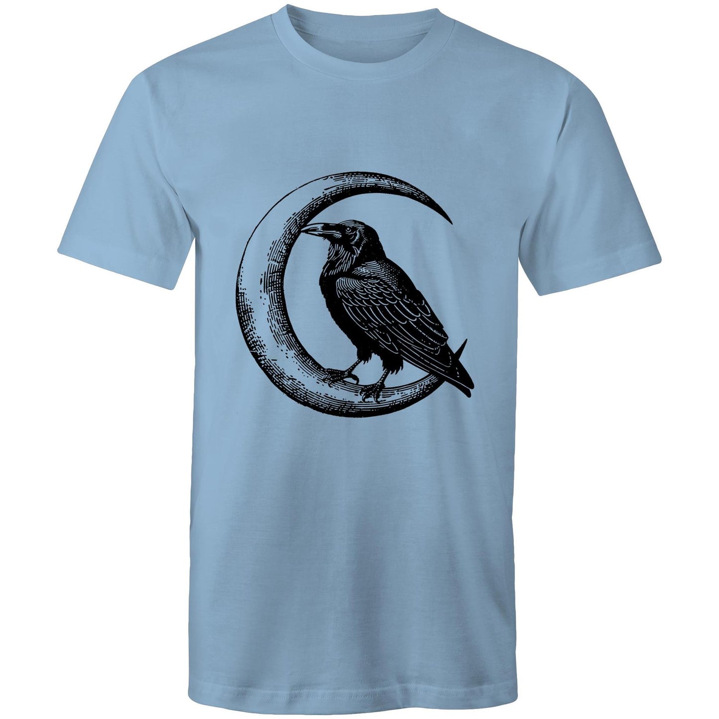 Men's Earthfolk Printed T shirt - Crow and Moon - The Crescent Moon