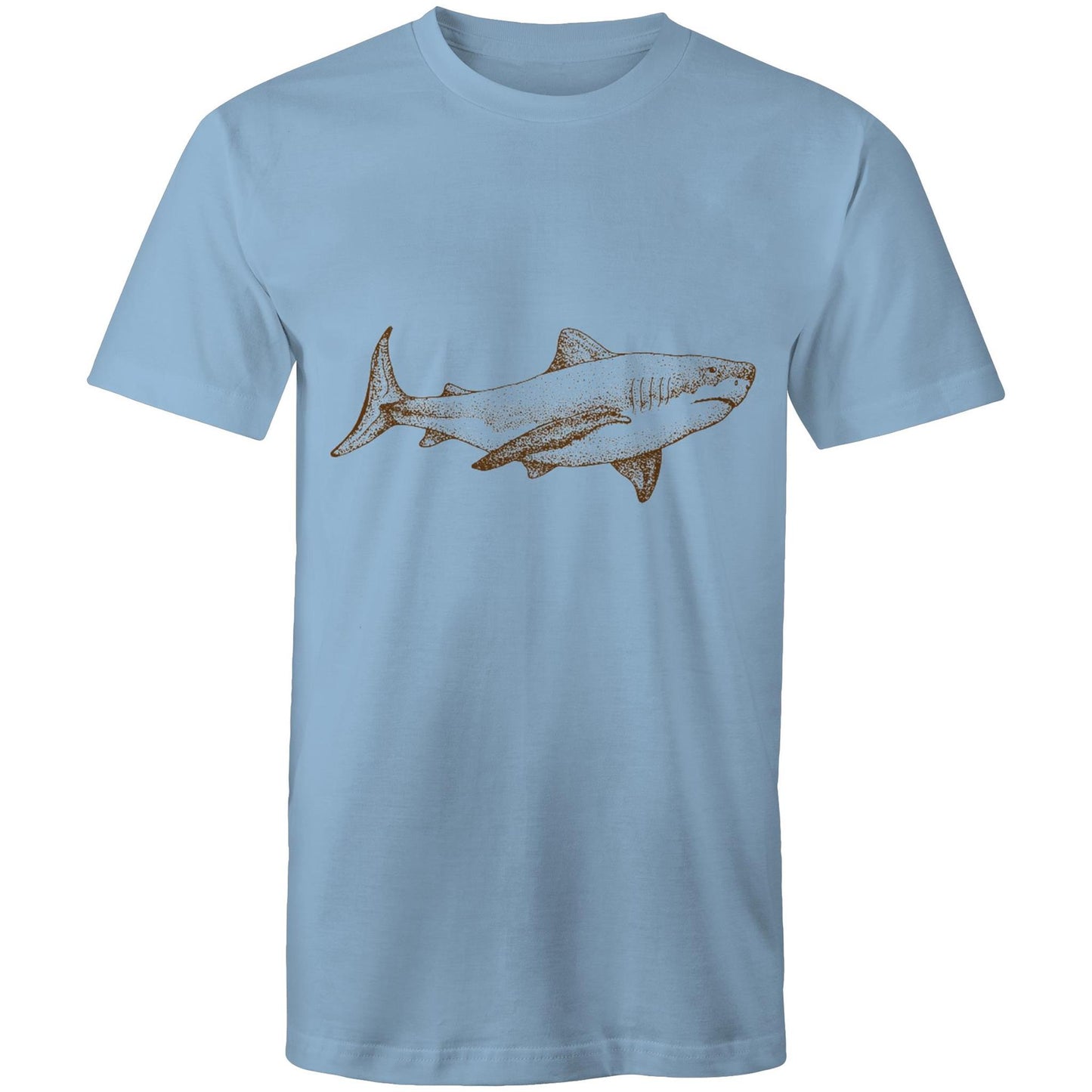 Earthfolk Printed T shirt - Mens Relaxed Fit - Sepia Shark - The Crescent Moon