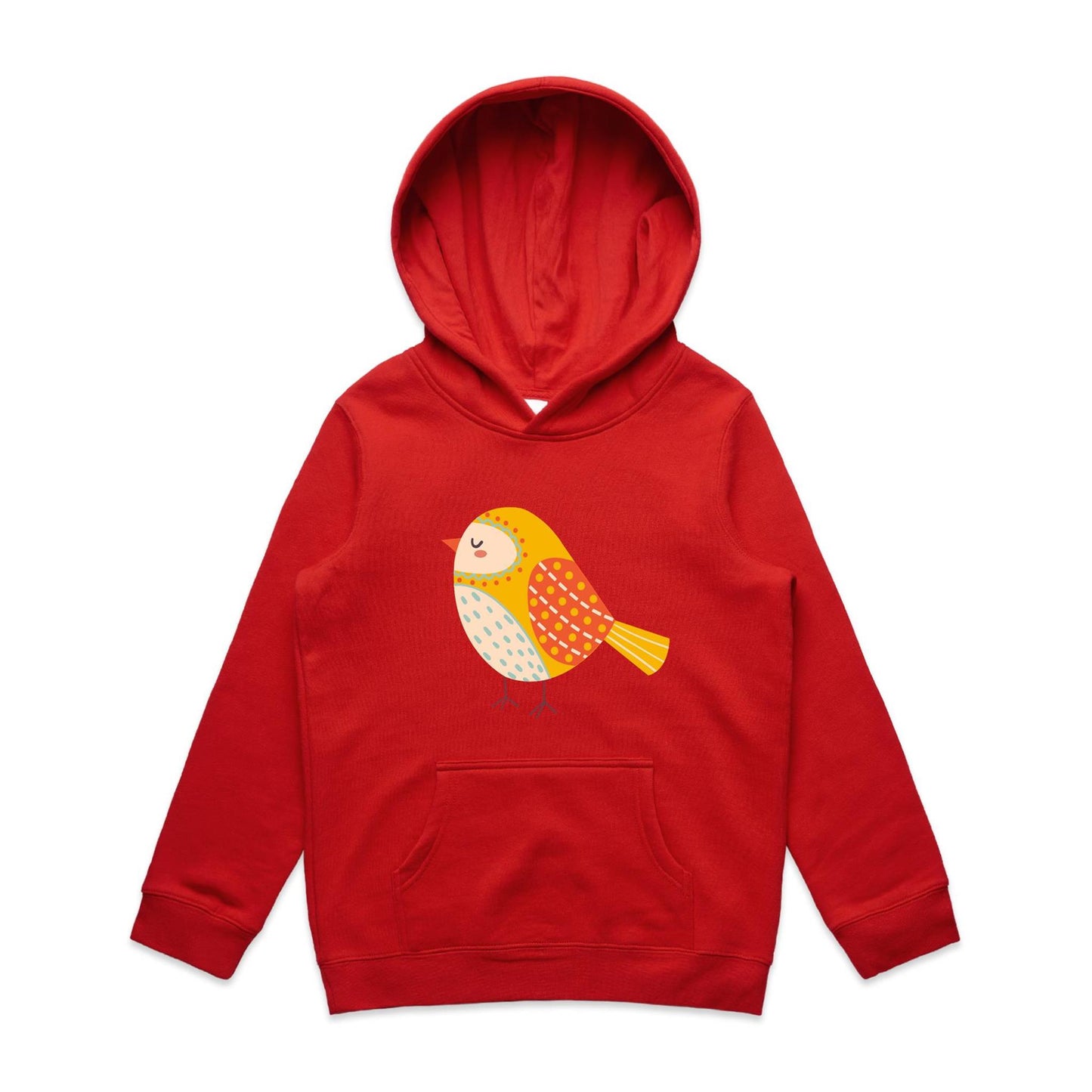 Kids Earthfolk Hoodie - Spotted Birdy Orange - The Crescent Moon