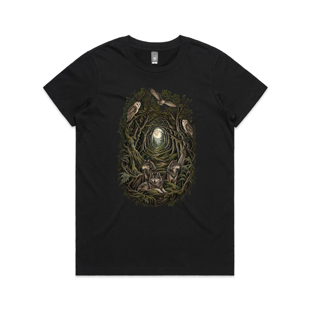 Women's Owl and Wolf Woodland Graphic T-shirt