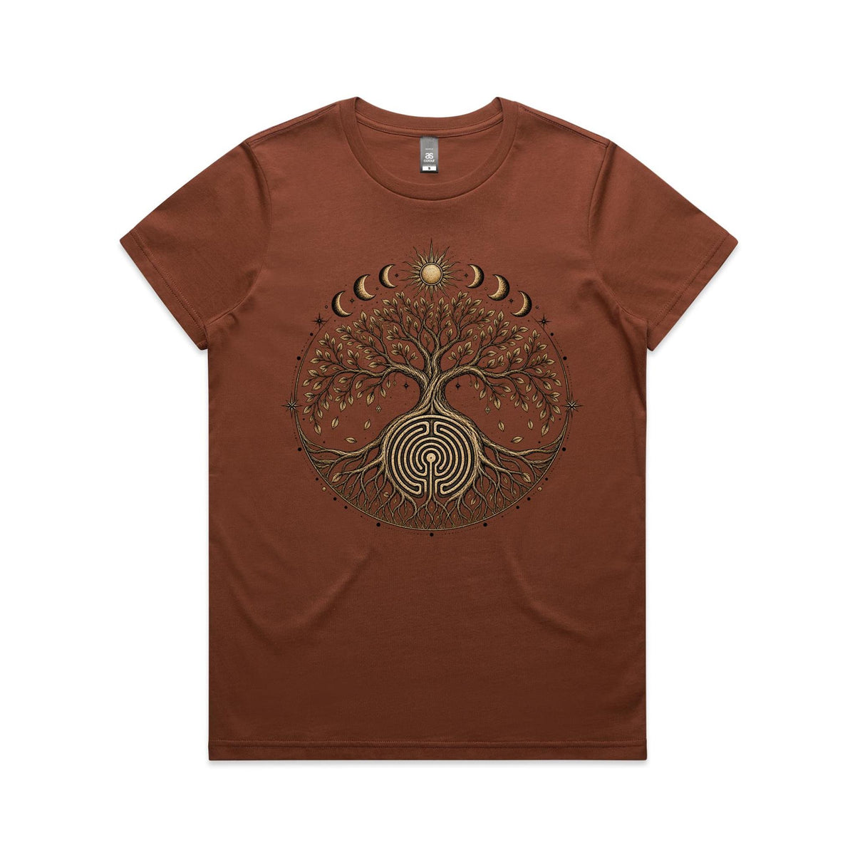 Women's Earthfolk Tree of Life Labyrinth Graphic T-Shirt