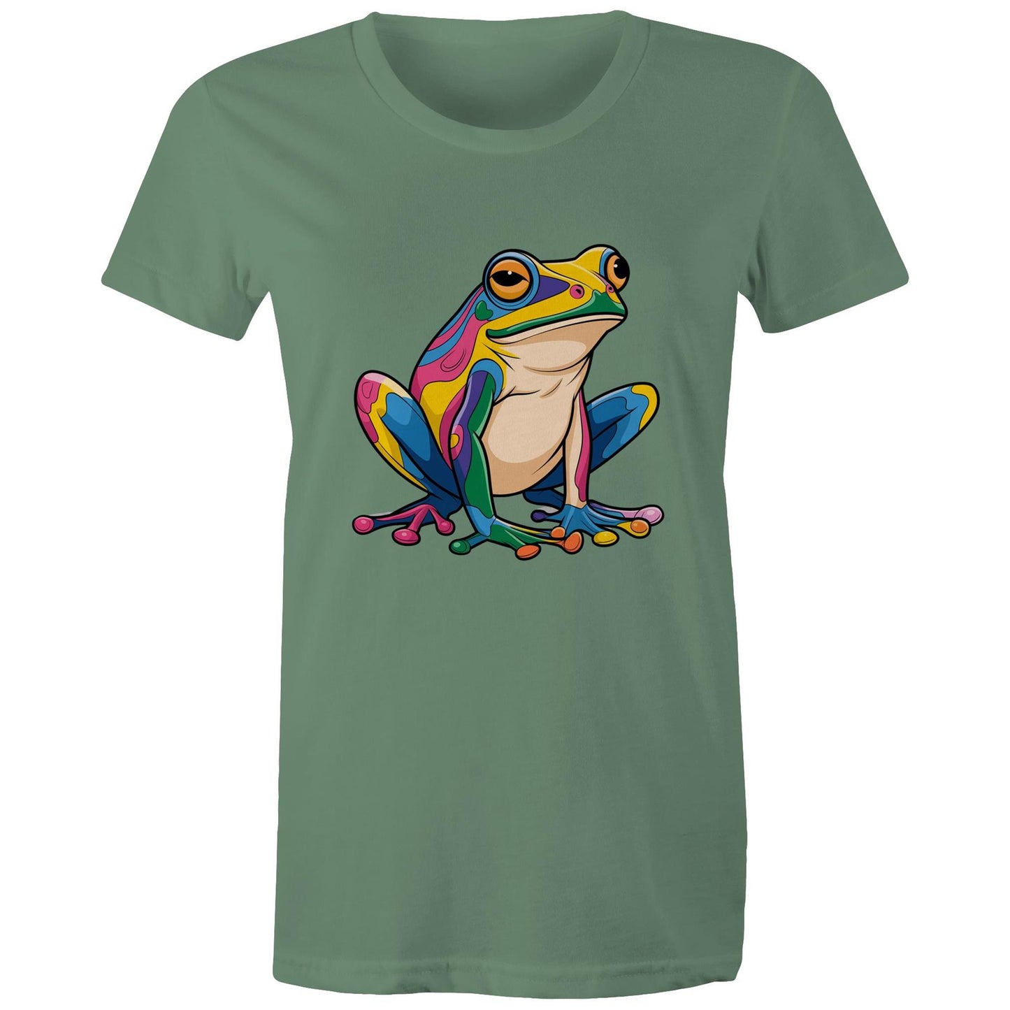 Women's Earthfolk Printed T shirt - Peace Frog - The Crescent Moon