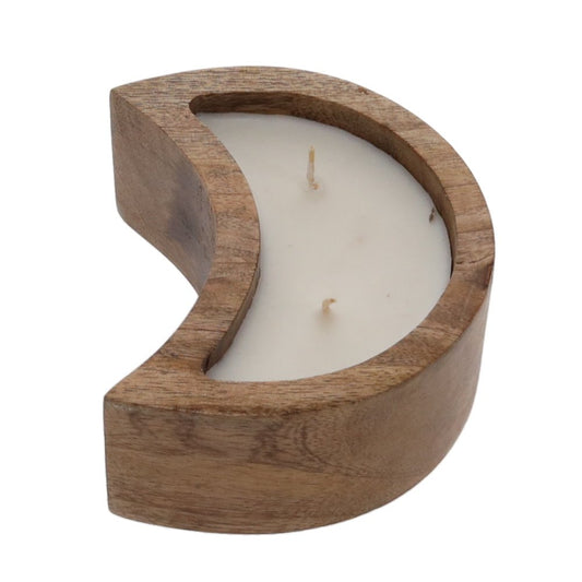 Waning Moon Wooden Candle - The Crescent Moon