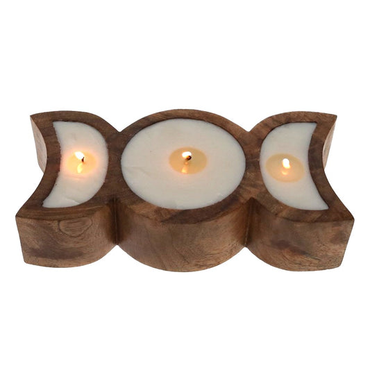 Triple Moon Wooden candle - The Crescent Moon