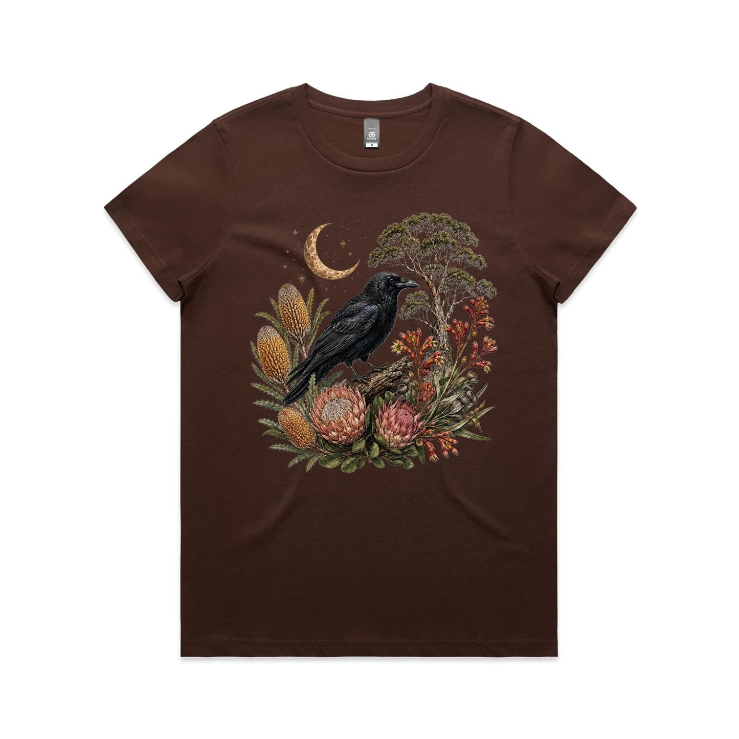 Women's Crow Graphic T-Shirt | Australian Native Botanical Print