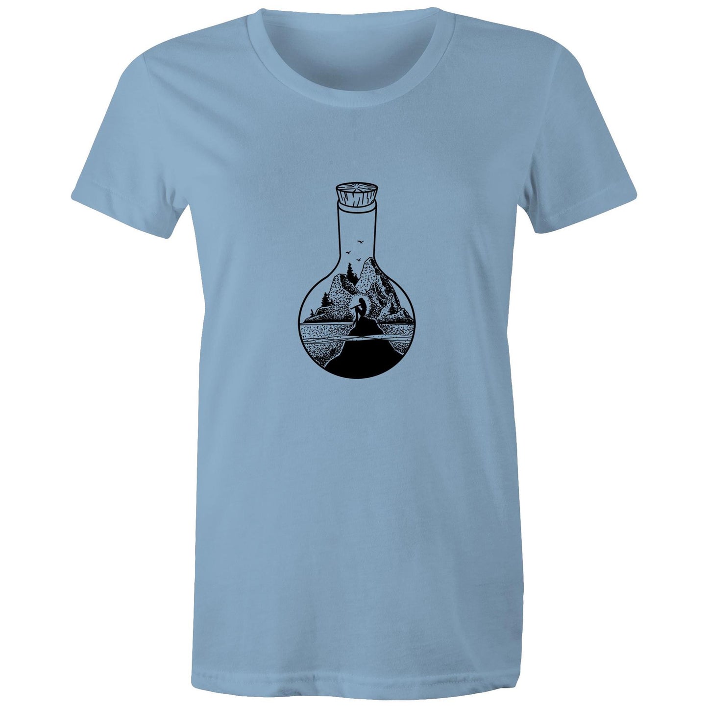 Women's Earthfolk t shirt - Mermaid in a bottle - The Crescent Moon