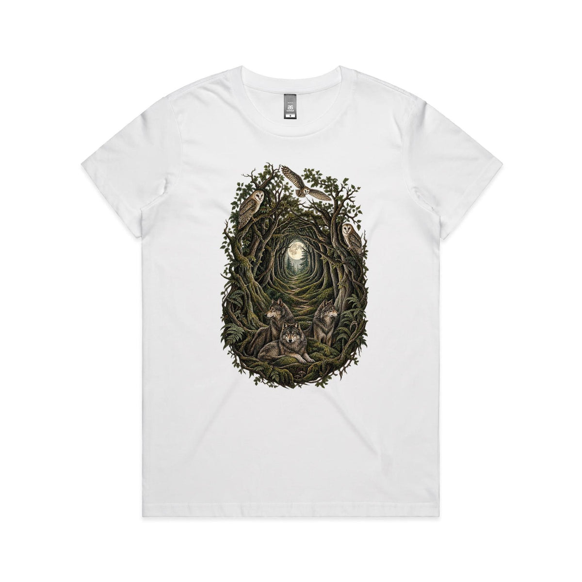 Women's Owl and Wolf Woodland Graphic T-shirt