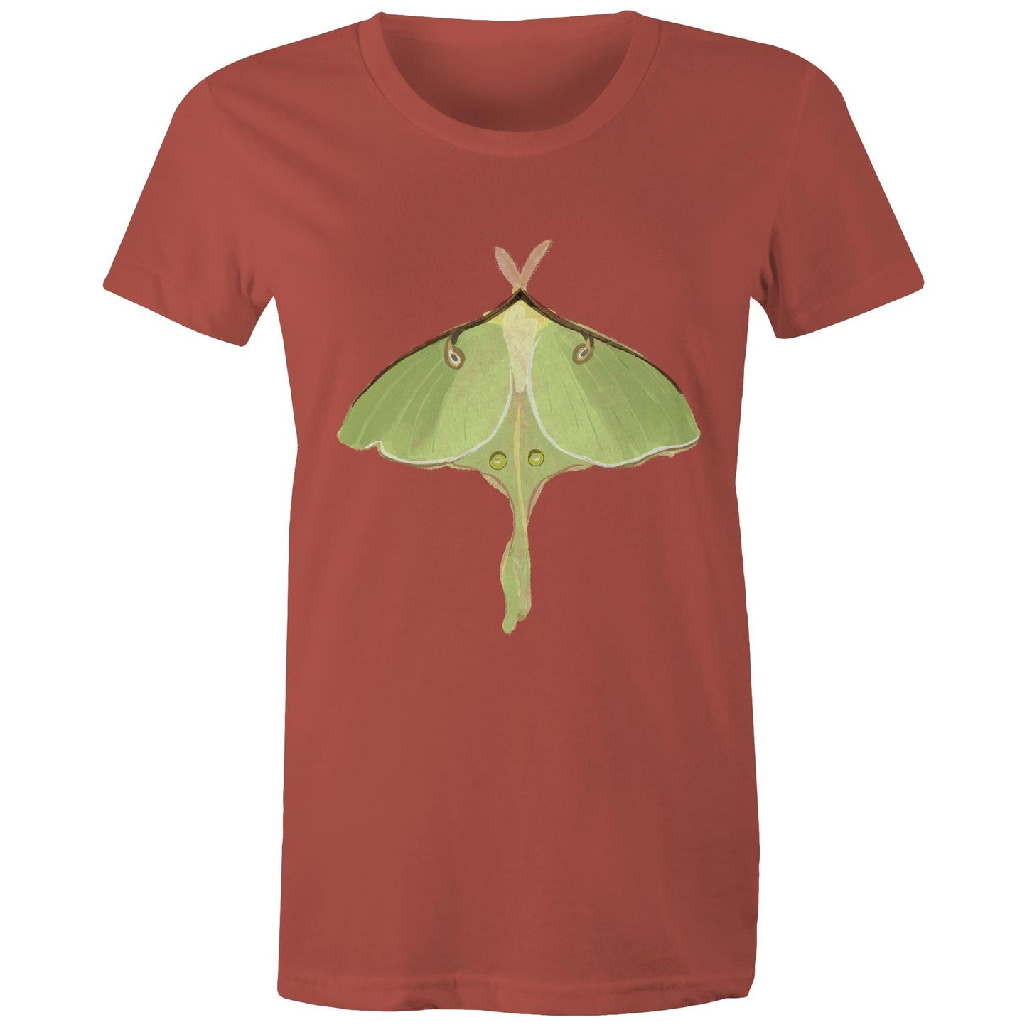 Earthfolk Printed T shirt - Women's Relaxed Fit - Luna Moth - The Crescent Moon