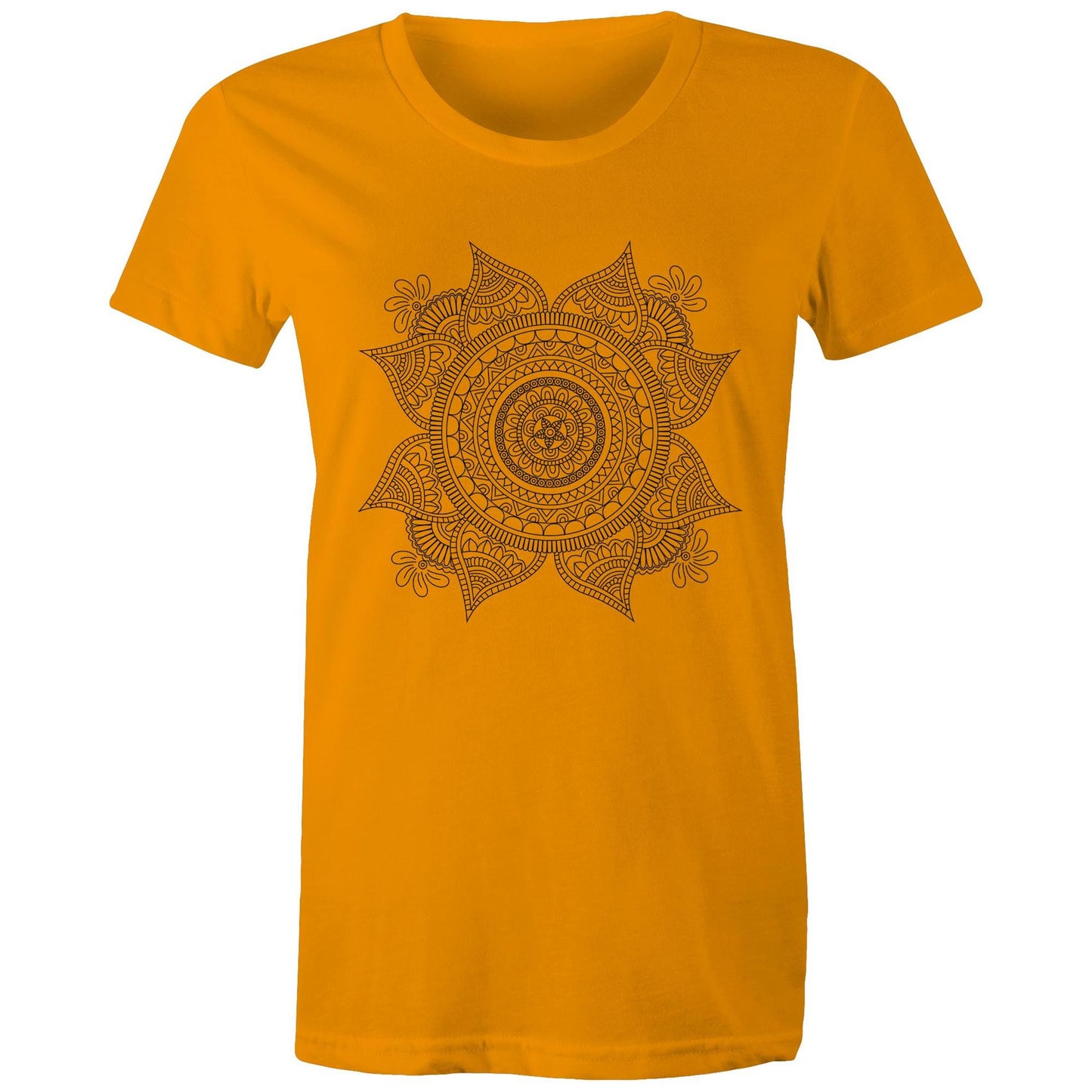 Women's Earthfolk T shirt - Mandala Mono - The Crescent Moon