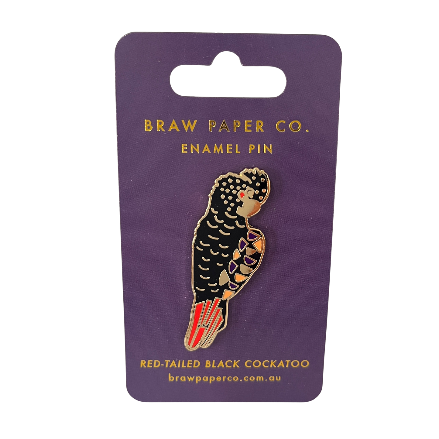 Red Tailed Black Cockatoo Enamel Pin