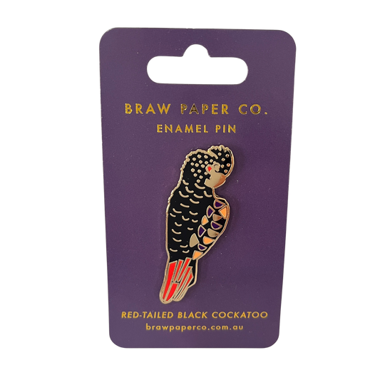 Red Tailed Black Cockatoo Enamel Pin