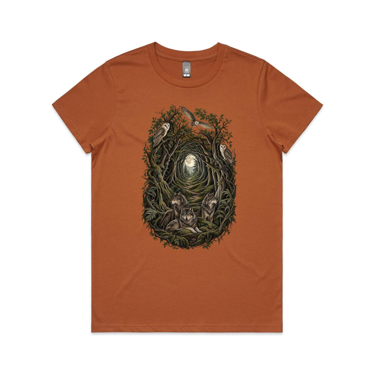 Women's Owl and Wolf Woodland Graphic T-shirt