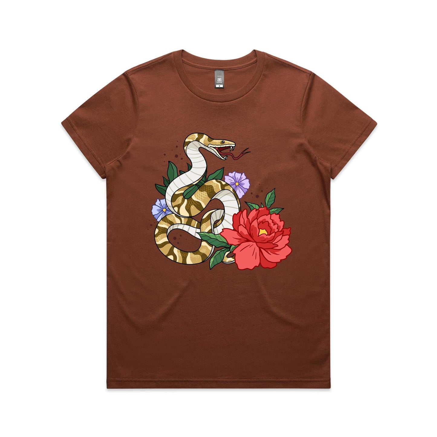 Women's Earthfolk T-shirt - Snake Print - Danger in Beauty