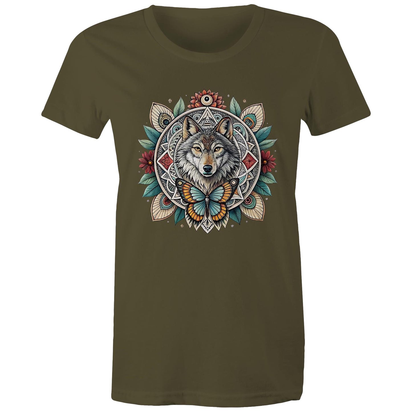 Women's Earthfolk T shirt - Wolf Mandala