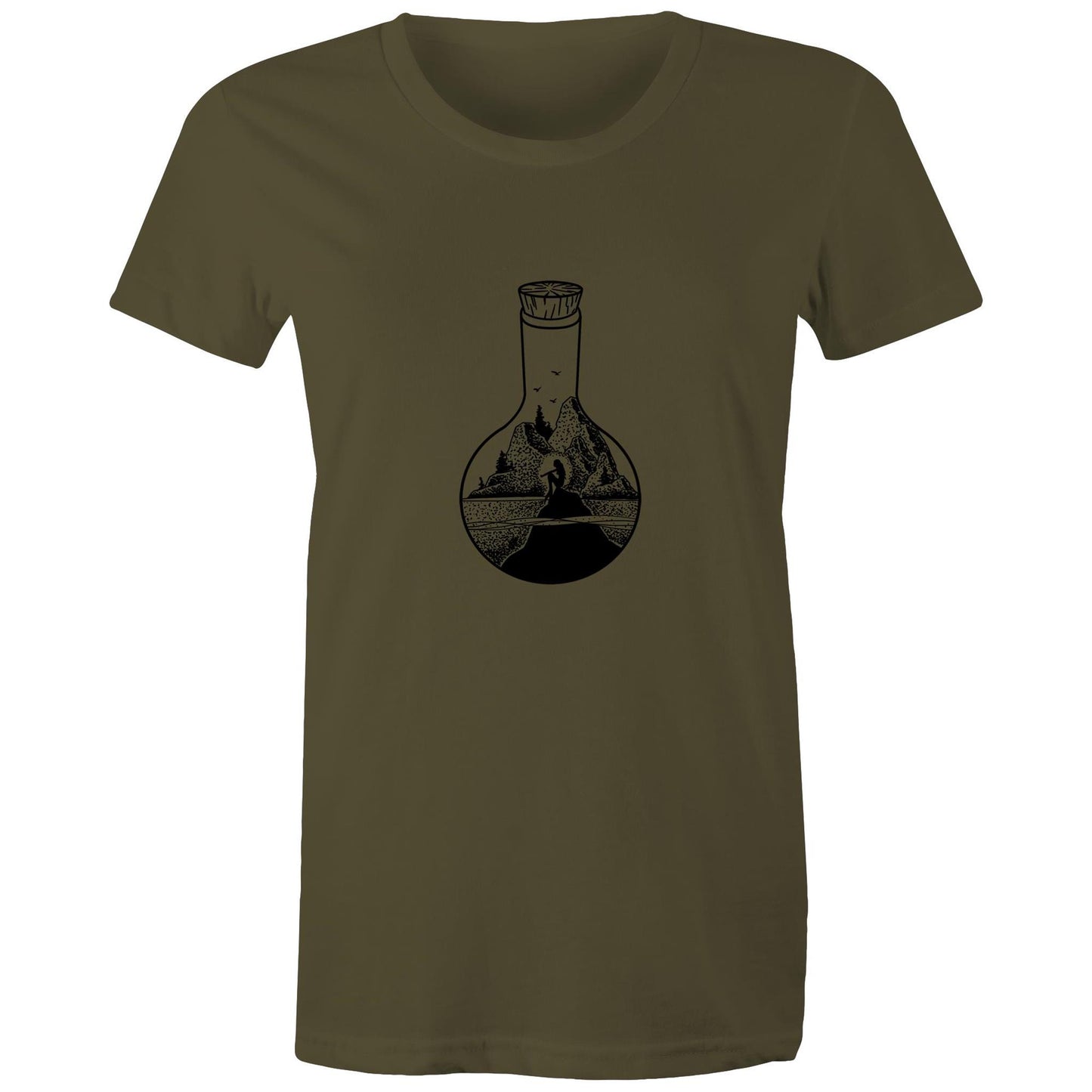 Women's Earthfolk t shirt - Mermaid in a bottle - The Crescent Moon