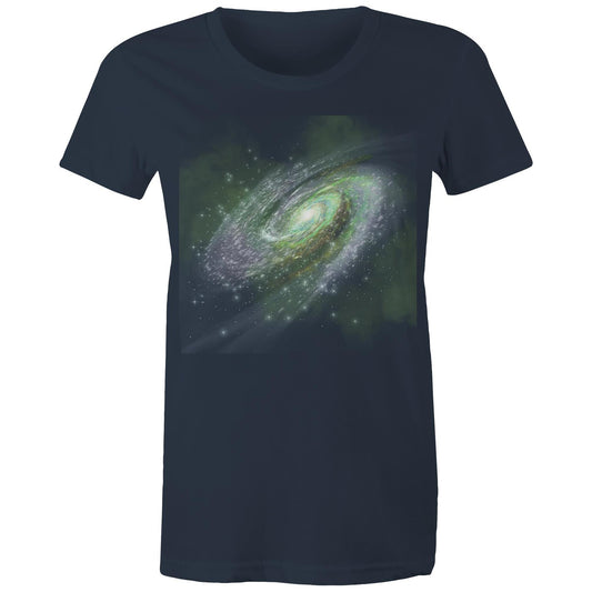 Women's Earthfolk Printed T shirt - Green Galaxy - The Crescent Moon